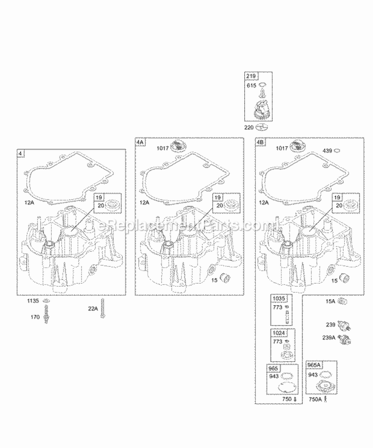 Sump Diagram and Parts List for 460777-2290-E2  Briggs and Stratton Engine